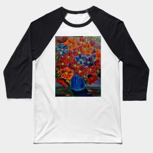Beautiful floral paintings with abstract flowers in a blue vase Baseball T-Shirt